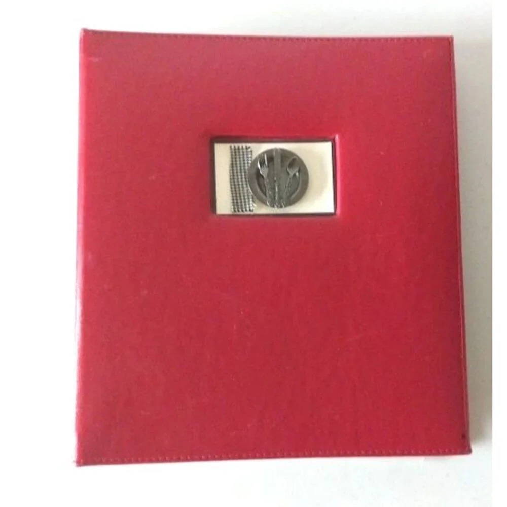 C.R. Gibson Deluxe Kitchen Binder Bon Appetit Red Leather 3 Ring Dividers